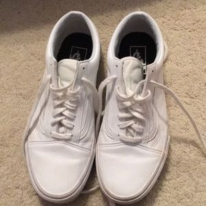 Adorable white leather vans size 9.0 womens